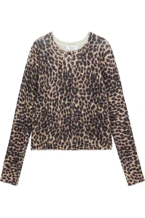 BLUMARINE Tops, Dames, Veelkleurig, M, Wol, Goldy Sand Zwart Bedrukte Trui