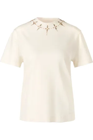 Marc Cain Tops, Dames, , M, Katoen, Strass T-shirt met ellips details