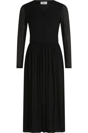 Vera Mont Kleedjes, Dames, Zwart, L, Leer, Effen Kleur Maxi Jurk Trendy Stijl