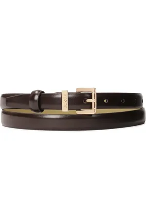 Kazar Accessoires, Dames, Bruin, 100 CM, Leer, Leren smalle riem in donkerbruine kleur