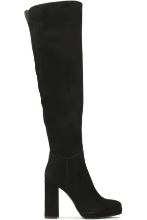 Kazar Schoenen, Dames, Zwart, 38 EU, Suède, Suede musketiers met hoge hak en plateauzool