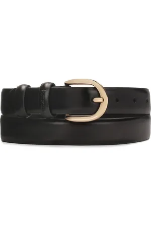 Kazar Accessoires, Dames, Zwart, 110 CM, Leer, Zwarte leren riem met afgeronde gesp