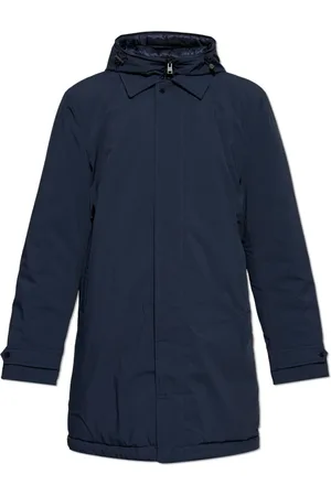 Woolrich Jassen, Heren, Blauw, S, Jas met afneembare capuchon