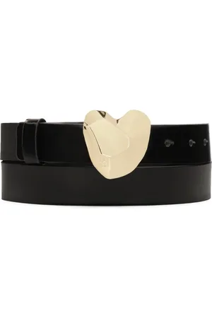 Kazar Accessoires, Dames, Zwart, 90 CM, Leer, Zwart gelakt riem met hartvormige gesp