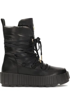 Kazar Schoenen, Dames, Zwart, 38 EU, Leer, Zwarte damessneeuwlaarzen op een dikke zool