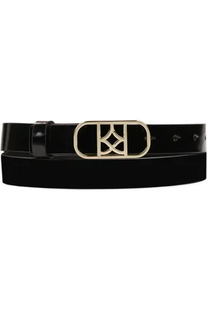 Kazar Accessoires, Dames, Zwart, 100 CM, Leer, Gelakte band met een logoed gouden gesp
