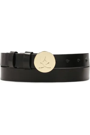 Kazar Accessoires, Dames, Zwart, 110 CM, Zwarte leren riem met ronde gesp