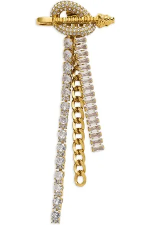 VERSACE Accessoires, Dames, Geel, ONE Size, Gouden Kristal Metalen Strass Oorbellen