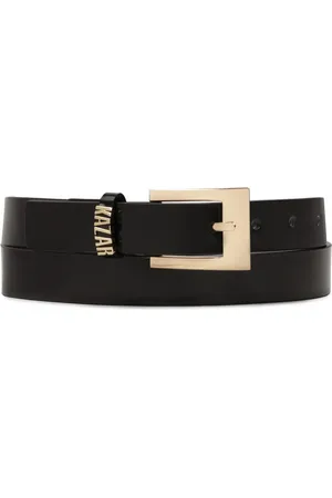 Kazar Accessoires, Dames, Zwart, 90 CM, Leer, Smalle gelakte riem met gouden logo