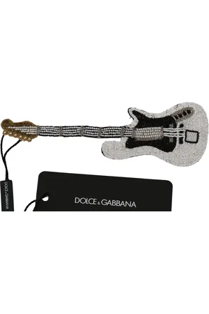 Dolce & Gabbana Accessoires, unisex, Veelkleurig, ONE Size, Pailletten, Gouden Paillet Gitaar Broche Pin