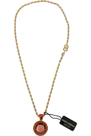 Dolce & Gabbana Accessoires, Heren, Geel, ONE Size, Luxe Gouden Charme Ketting