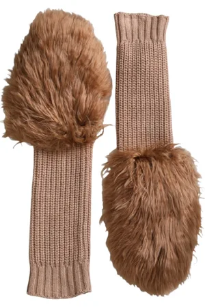 Dolce & Gabbana Accessoires, Dames, Bruin, ONE Size, Kasjmier, Bruine Kasjmier Gebreide Bontwanten