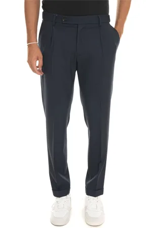 Berwich Broeken, Heren, Blauw, M, Wol, Retro Chino Broek