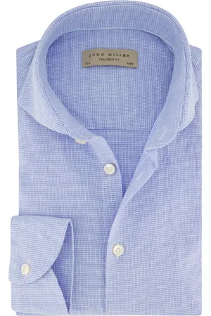 john miller Overhemden, Heren, Blauw, 5Xl, Katoen, Zakelijk Overhemd Lichtblauw Geruit