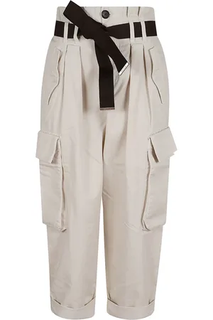Pinko Broeken, Dames, Wit, 2Xs, Katoen, Witte Cargo Broek Aw 24