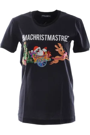 Dolce & Gabbana Tops, Dames, Blauw, 3Xs, Katoen, Damesmode T-shirt