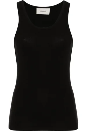 COPERNI Tops, Dames, Zwart, L, Zwarte Geribbelde Mouwloze Top