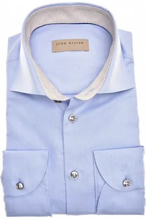 john miller Overhemden, Heren, Blauw, 8Xl, Katoen, Lichtblauw Zakelijk Overhemd Slim Fit