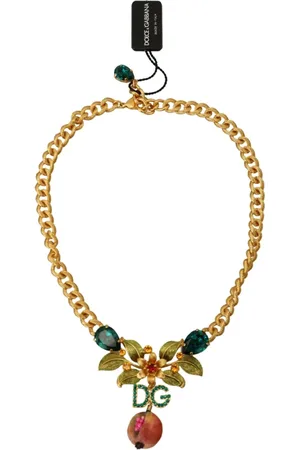 Dolce & Gabbana Accessoires, Dames, Geel, ONE Size, Katoen, Gouden Bloem Fruit Ketting