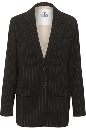 Karen by Simonsen Jassen, Dames, Zwart, XS, Gestreepte Blazer Jas Meteoriet