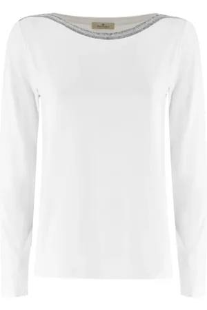 PANICALE Tops, Dames, Wit, L, Lurex Boothals Gebreide Trui