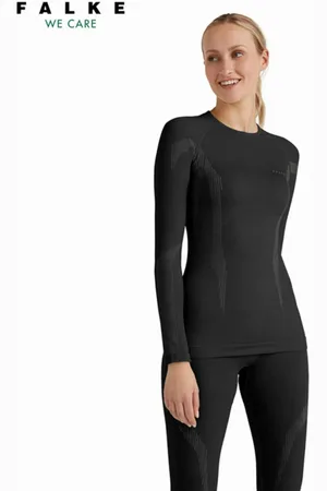 Falke Tops, Dames, Zwart, M, Stijlvolle Longsleeve Top voor Vrouwen