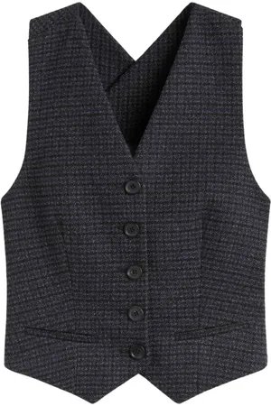 Serafini Jassen, Dames, Blauw, 2Xs, Polyester, Geruite Mouwloze Vest met Gekruiste Bandjes
