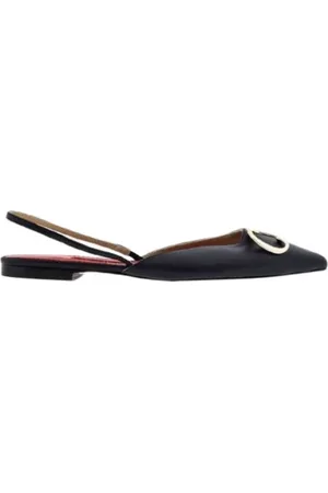 Carolina Herrera Schoenen, Dames, Zwart, 37 EU, Leer, Platte Leren Insignia Schoenen
