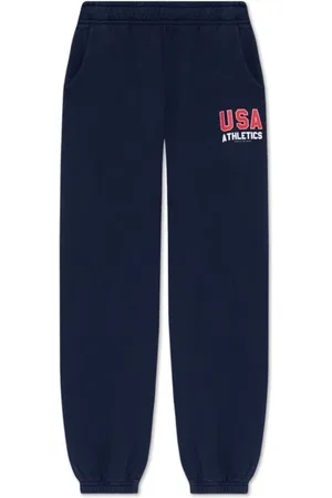 Sporty & Rich Broeken, unisex, Blauw, L, Katoen, Trainingsbroeken met Logo