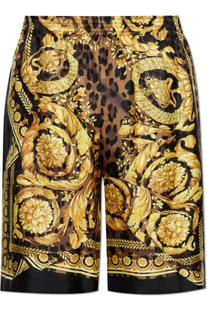 VERSACE Korte broeken, Heren, Geel, M, Zijden Shorts
