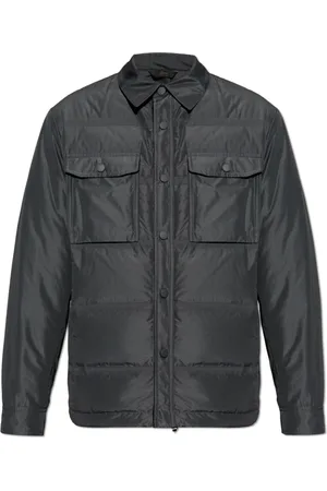 BRIONI Jassen, Heren, Grijs, M, Polyester, Jas met ruitpatroon