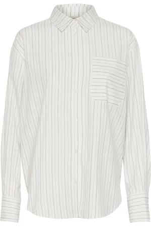 Kaffe Blouses & Shirts, Dames, Wit, 3Xl, Polyester, Gestreepte Blouse Wit Grijs
