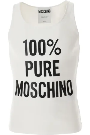 Moschino Tops, Heren, Wit, XL, Katoen, Geribbelde Tanktop in Wit