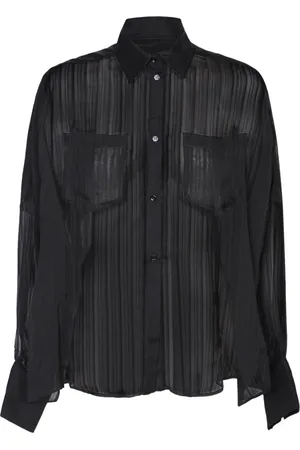 REV Blouses & Shirts, Dames, Zwart, S, Luxe Zwarte Zijden Overhemden
