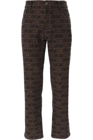 Moschino Broeken, Heren, Bruin, M, Katoen, Jacquard Logo Katoenen Broek Bruin