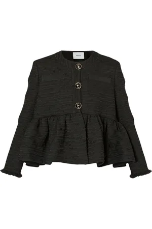 Erdem Jassen, Dames, Zwart, S, Tweed, Peplum Crop Jack