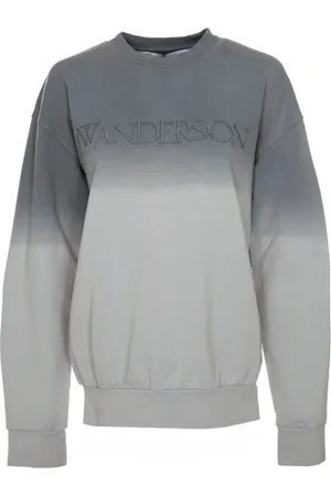 J.W.Anderson Sweatshirts & Hoodies, Dames, Blauw, XS, Katoen, Gradient Logo Geborduurd Sweatshirt