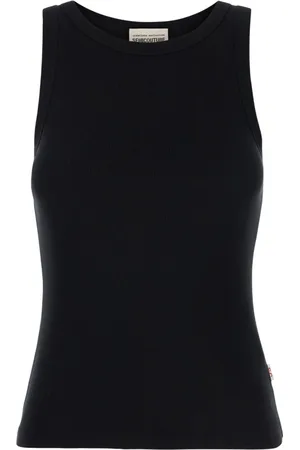 SEMICOUTURE Tops, Dames, Zwart, S, Katoen, Geribbeld katoenen top in zwart