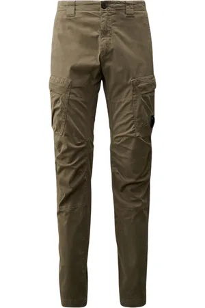 C.P. Company Broeken, Heren, Groen, M, Katoen, Stretch Cargo Broek in Satijn Stretch Katoen