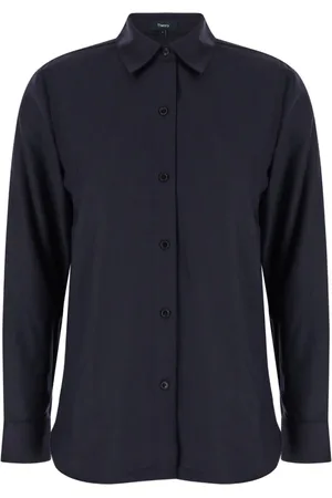 THEORY Blouses & Shirts, Dames, Blauw, L, Klassieke Overhemd Collectie