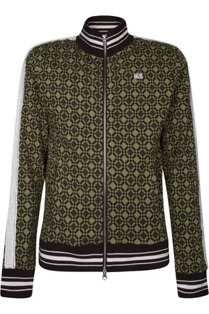 WALES BONNER Sweatshirts & Hoodies, Heren, Groen, M, Katoen, Groene Jacquard Blazer
