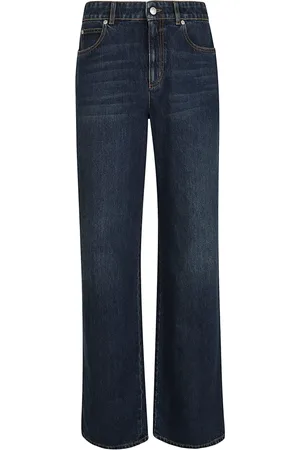 Alexander McQueen Jeans, Dames, Blauw, W26, Denim, Indigo Denim Wide Leg Jeans