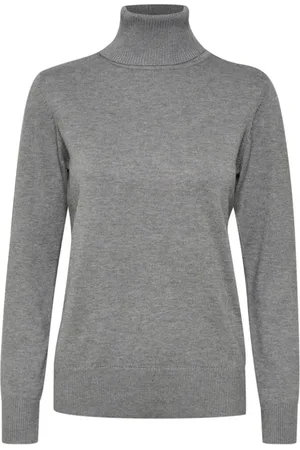 Saint Tropez Truien, Dames, Grijs, S, Mila SZ Rollneck Pullove Sweater Mist Grey