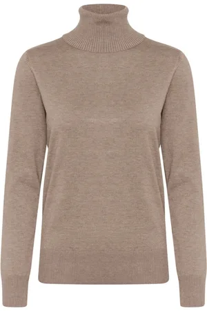 Saint Tropez Truien, Dames, Bruin, 2Xl, Atmos Melange Rollneck Pullover Sweater