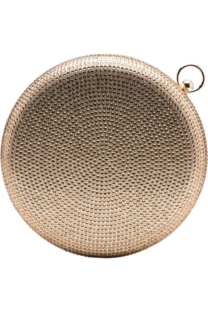 Silvian Heach Tassen, Dames, Geel, ONE Size, Polyester, Ronde Metalen Clutch met Strass
