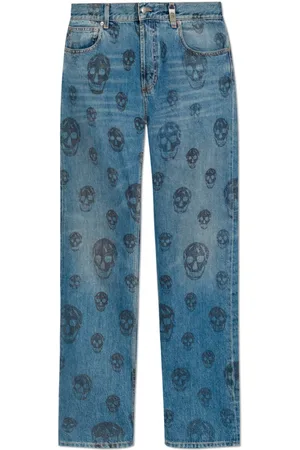 Alexander McQueen Jeans, Heren, Blauw, L, Katoen, Jeans met bedrukt logo