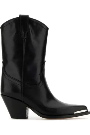SONORA Schoenen, Dames, Zwart, 40 EU, Zwarte leren enkellaarsjes met 8 cm hak