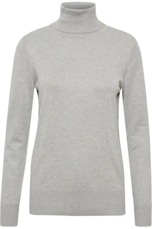 Saint Tropez Truien, Dames, Grijs, XL, Parel Grijs Rollneck Sweater