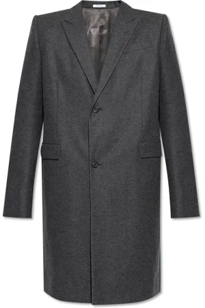 Alexander McQueen Mantels, Heren, Grijs, M, Wol, Wollen jas met uitsnijding