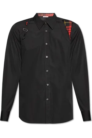 Alexander McQueen Overhemden, Heren, Zwart, L, Katoen, Shirt met ruwe afwerking